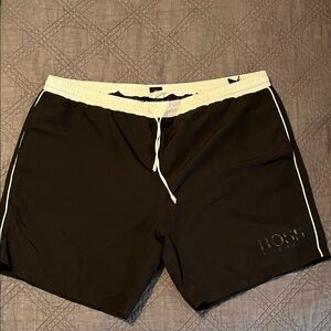 Boss Black and White Swim Trunks for Men